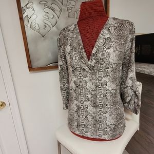 snake print top, 3/4 sleeve size L